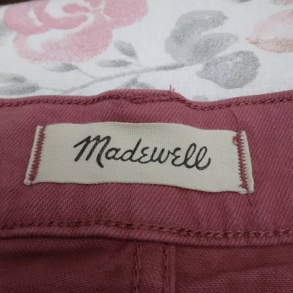 MADEWELL | High-Rise Denim Shorts: Garment-Dyed Button-Front Pink | Size 32
